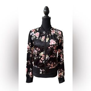 City Streets Black Floral Bomber Jacket